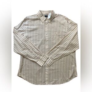 Todd Snyder Tan and Cream Striped Button Down Shirt